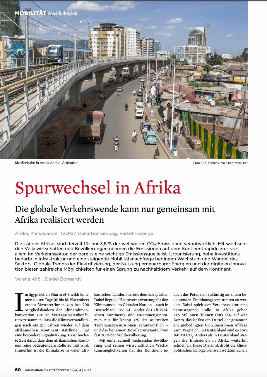 Leaping to Sustainable Transport in Africa - Changing Transport